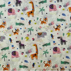 Σεντόνι Λίκνου Bebe Zoo 556 White-Multi Cotton Dimcol (80x110) 1Τεμ