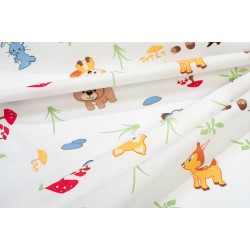 Σεντόνι  Λίκνου Bebe Forest Animals 570 White-Sky Blue Cotton Dimcol (80x110) 1Τεμ