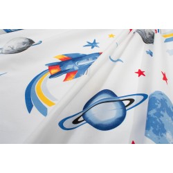 Σεντόνι  Λίκνου Bebe Space Mission 184 White-Blue Cotton Dimcol (80x110) 1Τεμ