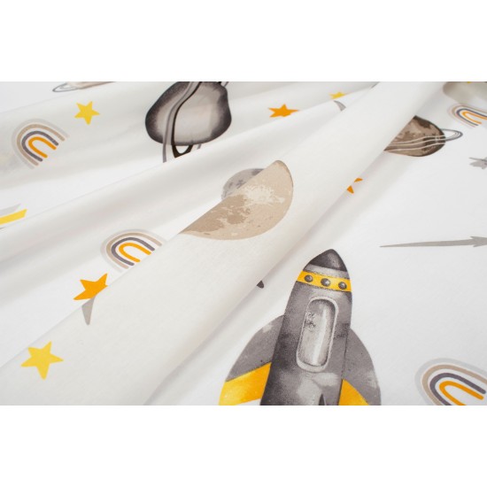 Σεντόνι  Λίκνου Bebe Space Mission 183 White-Grey Cotton Dimcol (80x110) 1Τεμ