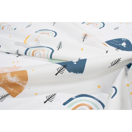 Σεντόνι  Λίκνου Bebe Rainbow 574 White-Blue Cotton Dimcol (80x110) 1Τεμ