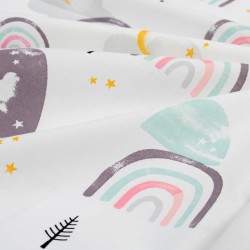 Σεντόνι  Λίκνου Bebe Rainbow 575 White-Pink Cotton Dimcol (80x110) 1Τεμ