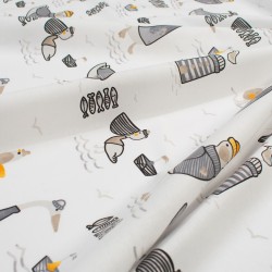 Σεντόνι  Λίκνου Bebe Seabirds 578 White-Grey Cotton Dimcol (80x110) 1Τεμ