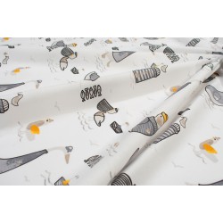 Σεντόνι  Λίκνου Bebe Seabirds 578 White-Grey Cotton Dimcol (80x110) 1Τεμ