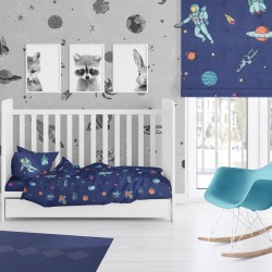 Παπλωματοθήκη Βρεφική Κούνιας Bebe Space 189 Blue Cotton Dimcol (120x160) 1Τεμ