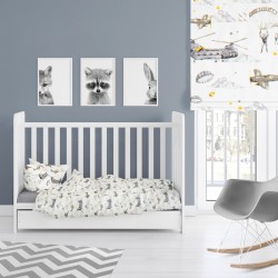 Σεντόνι Λίκνου Σετ Bebe Airforce 195 White-Grey Cotton Dimcol (80x110) 1Τεμ