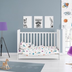 Σεντόνια Βρεφικά Κούνιας Σετ Bebe Space 188 White Cotton Dimcol (120x160) 3Τεμ
