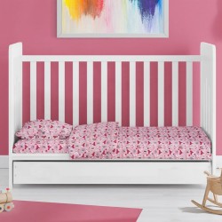 Σεντόνια Βρεφικά Κούνιας Σετ Bebe Fox 525 Pink Cotton Dimcol (120x160) 3Τεμ