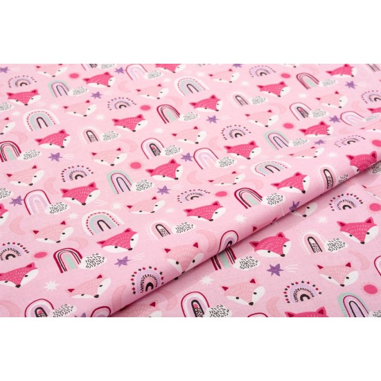 Σεντόνια Βρεφικά Κούνιας Σετ Bebe Fox 525 Pink Cotton Dimcol (120x160) 3Τεμ