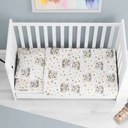 Κατωσέντονο Κούνιας Bebe Lion Cub 531 Grey Cotton Dimcol (70x140x15) Με Λάστιχο 1Τεμ