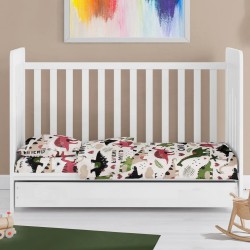 Κατωσέντονο Κούνιας Bebe Dinosaur 518 Multi Colour Cotton Dimcol (70x140x15) Με Λάστιχο 1Τεμ