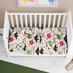 Κατωσέντονο Κούνιας Bebe Dinosaur 518 Multi Colour Cotton Dimcol (70x140x15) Με Λάστιχο 1Τεμ