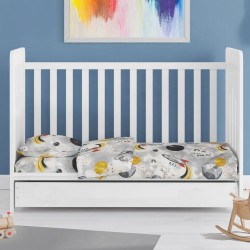 Σεντόνια Βρεφικά Κούνιας Σετ Bebe Spaceship 187 Grey Cotton Dimcol (120x160) 3Τεμ