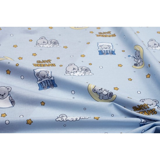 Σεντόνια Βρεφικά Κούνιας Σετ Bebe Sweet Dreams 551 Sky Blue Cotton Dimcol (120x160) 3Τεμ
