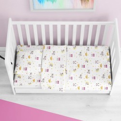 Σεντόνια Βρεφικά Κούνιας Σετ Bebe Sweet Dreams 553 White-Pink Cotton Dimcol (120x160) 3Τεμ