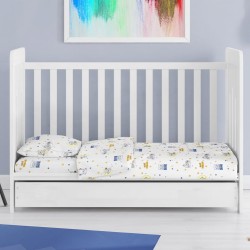 Σεντόνια Βρεφικά Κούνιας Σετ Bebe Sweet Dreams 554 White-Sky Blue Cotton Dimcol (120x160) 3Τεμ
