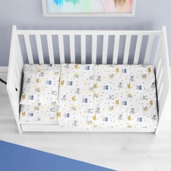 Σεντόνια Βρεφικά Κούνιας Σετ Bebe Sweet Dreams 554 White-Sky Blue Cotton Dimcol (120x160) 3Τεμ