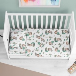 Σεντόνια Βρεφικά Κούνιας Σετ Bebe Lion 534 Green Cotton Dimcol (120x160) 3Τεμ
