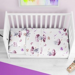 Σεντόνια Βρεφικά Κούνιας Σετ Bebe Kitten 561 Mauve Cotton Dimcol (120x160) 3Τεμ