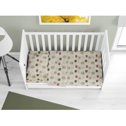 Σεντόνια Βρεφικά Κούνιας Σετ Bebe Big Cats 27 Light Olive Cotton Dimcol (120x160) 1Τεμ