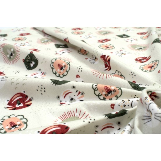 Σεντόνια Βρεφικά Κούνιας Σετ Bebe Big Cats 27 Light Olive Cotton Dimcol (120x160) 1Τεμ