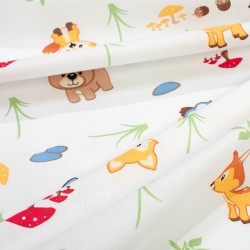 Σεντόνια Βρεφικά Κούνιας Σετ Bebe Forest Animals 570 White-Sky Blue Cotton Dimcol (120x160) 3Τεμ