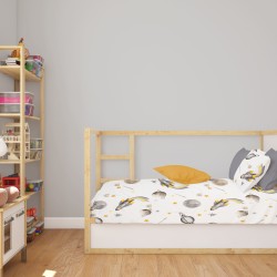 Σεντόνια Βρεφικά Κούνιας Σετ Bebe Space Mission 183 White-Grey Cotton Dimcol (120x160) 3Τεμ