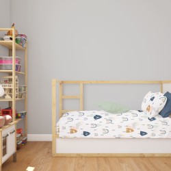 Σεντόνια Βρεφικά Κούνιας Σετ Bebe Rainbow 574 White-Blue Cotton Dimcol (120x160) 3Τεμ