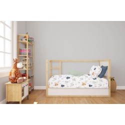 Σεντόνια Βρεφικά Κούνιας Σετ Bebe Rainbow 574 White-Blue Cotton Dimcol (120x160) 3Τεμ