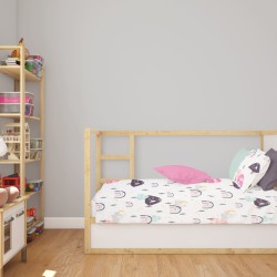 Σεντόνια Βρεφικά Κούνιας Σετ Bebe Rainbow 575 White-Pink Cotton Dimcol (120x160) 3Τεμ