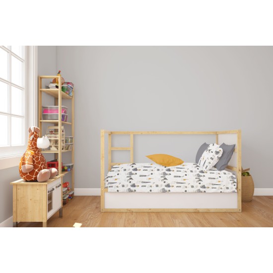 Σεντόνια Βρεφικά Κούνιας Σετ Bebe Seabirds 578 White-Grey Cotton Dimcol (120x160) 3Τεμ