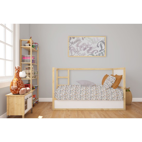 Σεντόνια Βρεφικά Κούνιας Σετ Bebe Forest Fox 527 Grey Cotton Dimcol (120x160) 3Τεμ