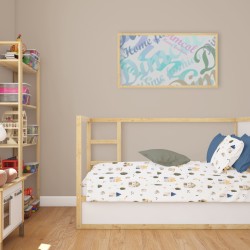 Σεντόνια Βρεφικά Κούνιας Σετ Bebe Village 579 White-Green Cotton Dimcol (120x160) 3Τεμ