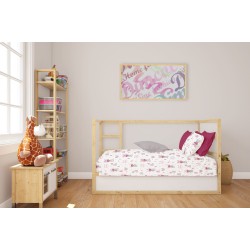 Σεντόνια Βρεφικά Κούνιας Σετ Bebe Cloudy Bear 582 White-Pink Cotton Dimcol (120x160) 3Τεμ