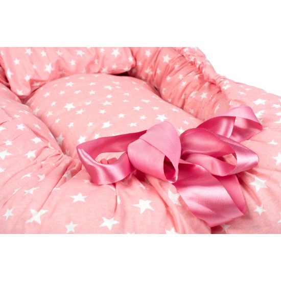 Βρεφική Φωλιά Με Μαξιλάρι Σετ Bebe Star 34 Coral Cotton Dimcol (90x110) 2Τεμ