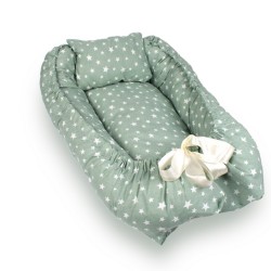 Βρεφική Φωλιά Με Μαξιλάρι Σετ Bebe Star 36 Green Cotton Dimcol (90x110) 2Τεμ
