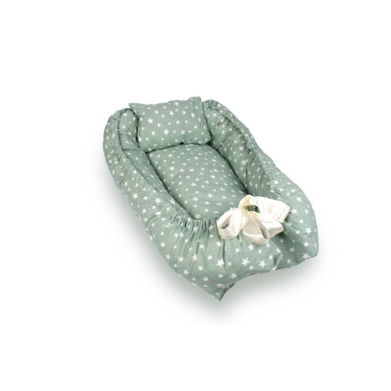 Βρεφική Φωλιά Με Μαξιλάρι Σετ Bebe Star 36 Green Cotton Dimcol (90x110) 2Τεμ