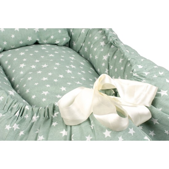 Βρεφική Φωλιά Με Μαξιλάρι Σετ Bebe Star 36 Green Cotton Dimcol (90x110) 2Τεμ
