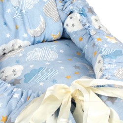 Βρεφική Φωλιά Με Μαξιλάρι Σετ Bebe Good Night 38 Sky Blue Cotton Dimcol (90x110) 2Τεμ
