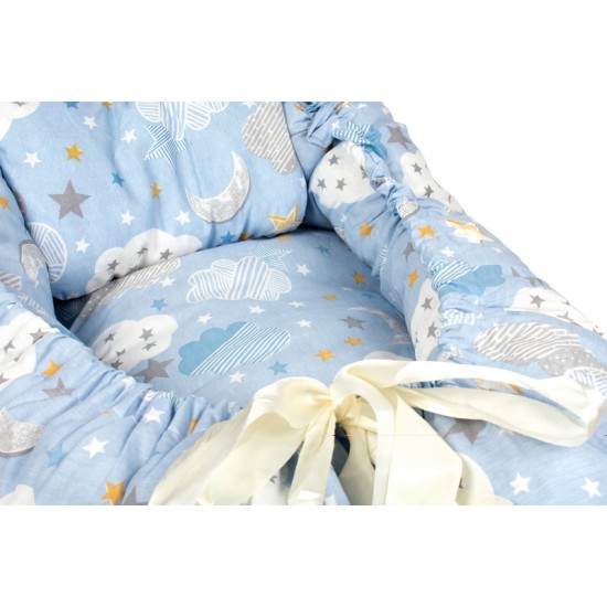 Βρεφική Φωλιά Με Μαξιλάρι Σετ Bebe Good Night 38 Sky Blue Cotton Dimcol (90x110) 2Τεμ