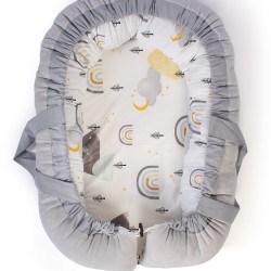 Φωλιά Ύπνου Bebe Rainbow 01 White-Grey Cotton Dimcol (85x60x15) 1Τεμ