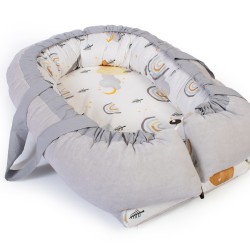 Φωλιά Ύπνου Bebe Rainbow 01 White-Grey Cotton Dimcol (85x60x15) 1Τεμ