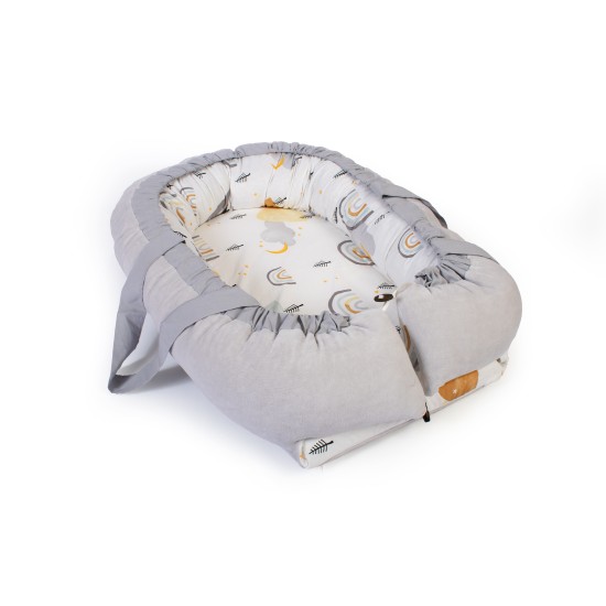 Φωλιά Ύπνου Bebe Rainbow 01 White-Grey Cotton Dimcol (85x60x15) 1Τεμ