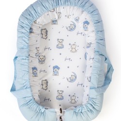 Φωλιά Ύπνου Bebe Bear's Nest 03 White-Sky Blue Cotton Dimcol (85x60x15) 1Τεμ