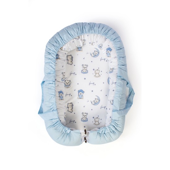 Φωλιά Ύπνου Bebe Bear's Nest 03 White-Sky Blue Cotton Dimcol (85x60x15) 1Τεμ