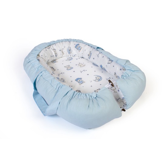 Φωλιά Ύπνου Bebe Bear's Nest 03 White-Sky Blue Cotton Dimcol (85x60x15) 1Τεμ