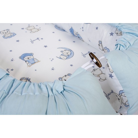 Φωλιά Ύπνου Bebe Bear's Nest 03 White-Sky Blue Cotton Dimcol (85x60x15) 1Τεμ