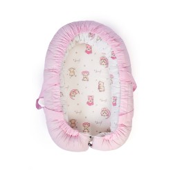 Φωλιά Ύπνου Bebe Bear's Nest 04 White-Pink Cotton Dimcol (85x60x15) 1Τεμ