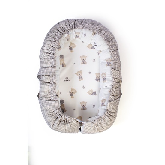 Φωλιά Ύπνου Bebe Bear's Nest 05 White-Grey Cotton Dimcol (85x60x15) 1Τεμ