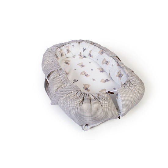 Φωλιά Ύπνου Bebe Bear's Nest 05 White-Grey Cotton Dimcol (85x60x15) 1Τεμ